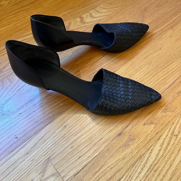 Vince Aurelian Woven Leather d’Orsay Kitten Heel Pumps - Picture 2 of 6